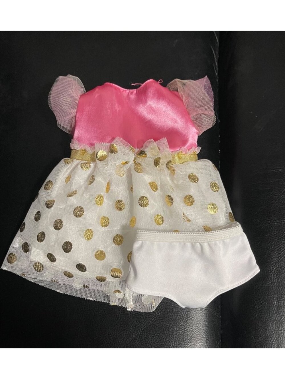 Cabbage Patch Kids Yellow Yarn Hair Doll In Pink & Gold Polka Dot Dress 2015 - Picture 13 of 16
